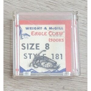 Vtg Eagle Claw 181 Size 8 Bait Holder Down Eye Hooks Wright McGill Made In USA